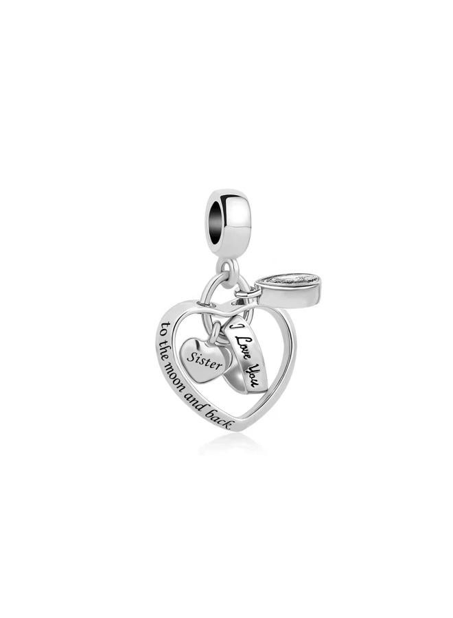 KunBead Grandma Sister Mom Birthstone Heart Birthday Family Daughter Love Bead Charms for Bracelets Necklaces - Image 1