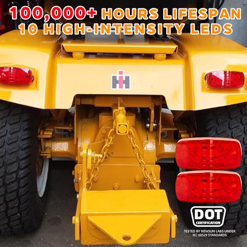 NEW SUN 2 Pcs Red Trailer RV Side Marker LED Light, Bullseye/TigerEye/Double Bubble Clearance Light 10 Led, 12V 4x2 Rectangular, Surface Mount, Camper, Trucks, Rvs - Image 5