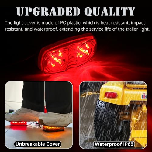 NEW SUN 2 Pcs Red Trailer RV Side Marker LED Light, Bullseye/TigerEye/Double Bubble Clearance Light 10 Led, 12V 4x2 Rectangular, Surface Mount, Camper, Trucks, Rvs - Image 3