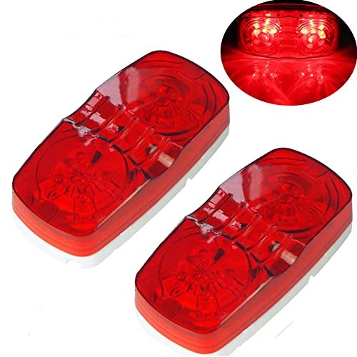NEW SUN 2 Pcs Red Trailer RV Side Marker LED Light, Bullseye/TigerEye/Double Bubble Clearance Light 10 Led, 12V 4x2 Rectangular, Surface Mount, Camper, Trucks, Rvs - Image 1