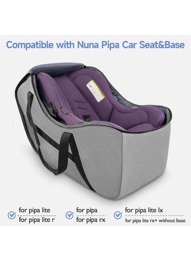 YOREPEK Infant Car Seat Travel Bag Compatible with UPPAbaby MESA V2 and Base,Fit for All Nuna Pipa Car Seat and Base, Padded Car Seat Bags for Air Travel, Carseat Cover for Airplane Travel, Grey - Image 2