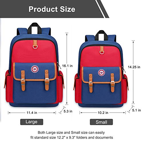 weiatas Kids Backpack Children Bookbag Preschool Kindergarten Elementary School Bag for Girls Boys (Red-blue, Large) - Image 5