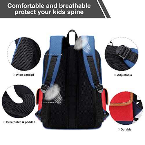 weiatas Kids Backpack Children Bookbag Preschool Kindergarten Elementary School Bag for Girls Boys (Red-blue, Large) - Image 3