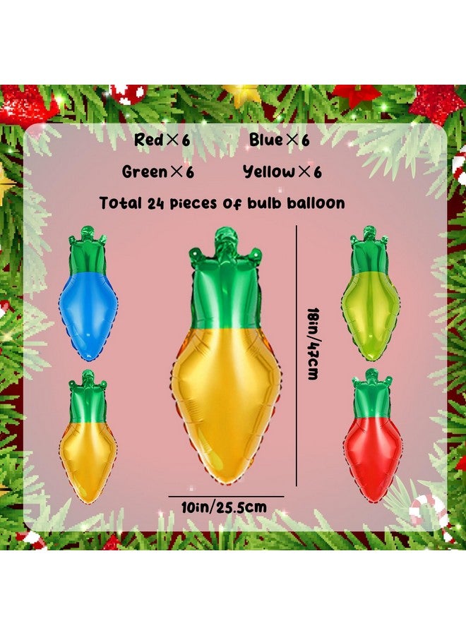 Demonwer 24 Pcs Christmas Light Bulb Balloon Light Bulb Film Balloons Xmas Red Green Blue Light Bulb Balloons for Christmas Party Living Room Stairs Festival Holiday Birthday Party Decoration - Image 2