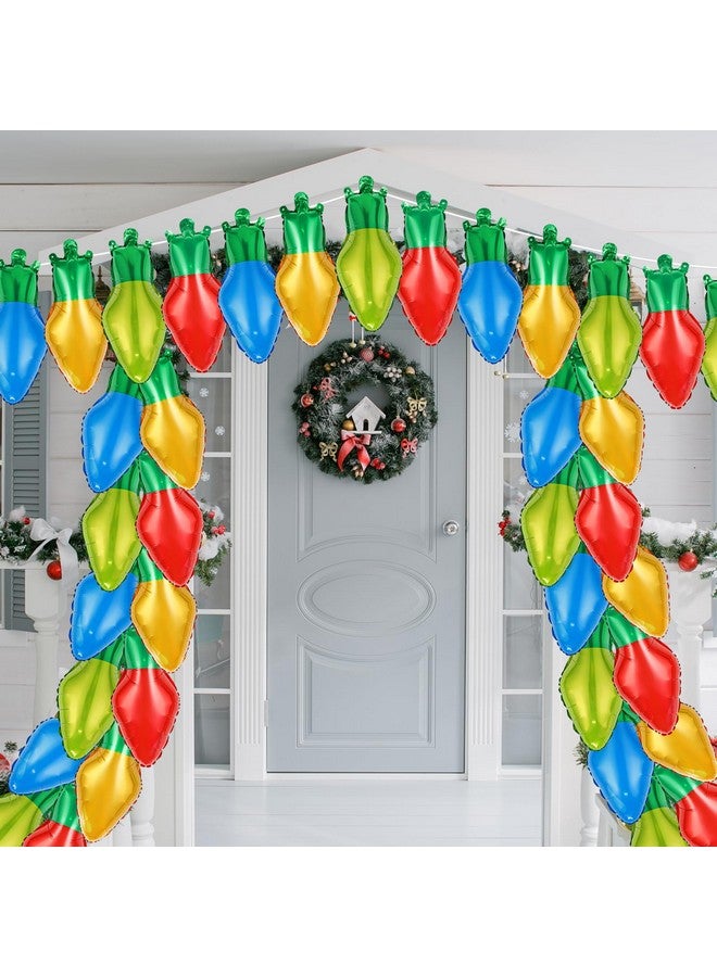 Demonwer 24 Pcs Christmas Light Bulb Balloon Light Bulb Film Balloons Xmas Red Green Blue Light Bulb Balloons for Christmas Party Living Room Stairs Festival Holiday Birthday Party Decoration - Image 1