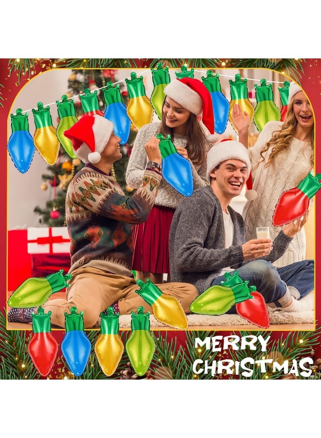 Demonwer 24 Pcs Christmas Light Bulb Balloon Light Bulb Film Balloons Xmas Red Green Blue Light Bulb Balloons for Christmas Party Living Room Stairs Festival Holiday Birthday Party Decoration - Image 5