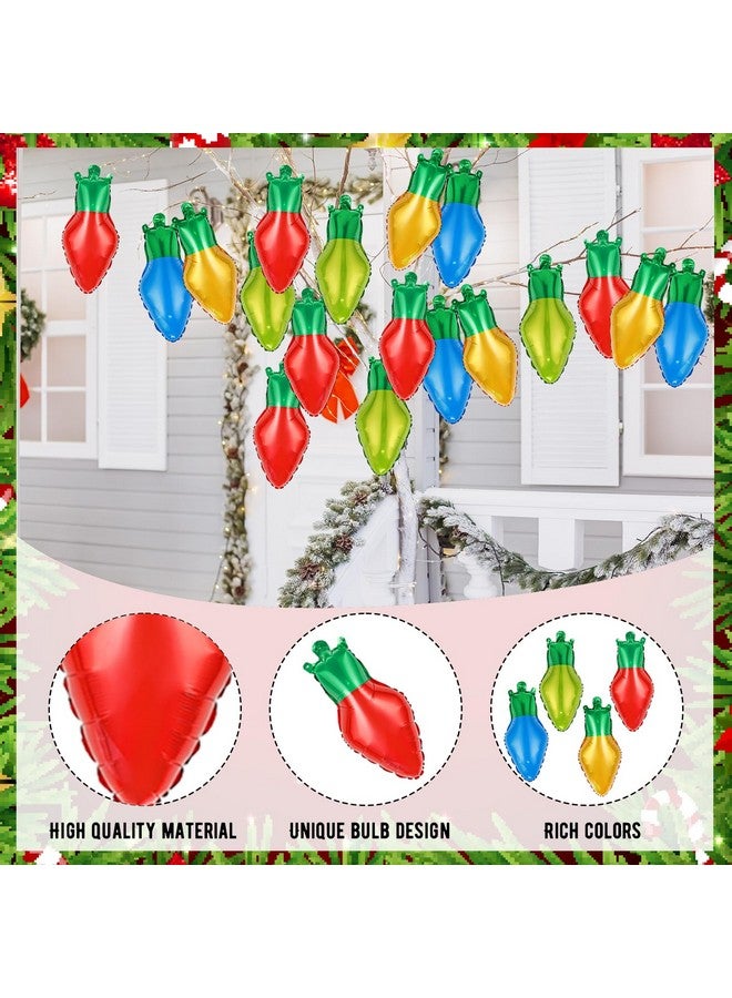 Demonwer 24 Pcs Christmas Light Bulb Balloon Light Bulb Film Balloons Xmas Red Green Blue Light Bulb Balloons for Christmas Party Living Room Stairs Festival Holiday Birthday Party Decoration - Image 3