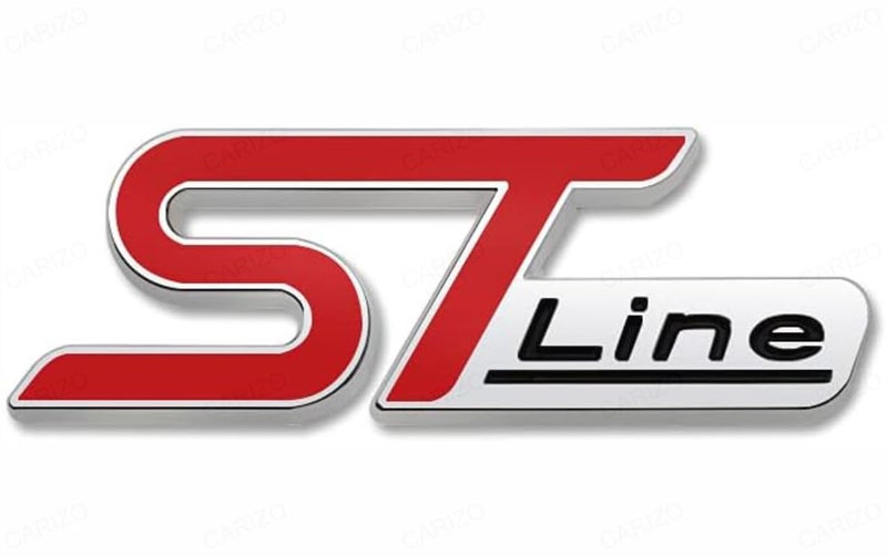CARIZO Premium Zinc Alloy Badge, 3D Premium Car Side Fender Rear Trunk (Design: ST Line, Red & Silver) Emblem Logo Badge Decals - Image 1