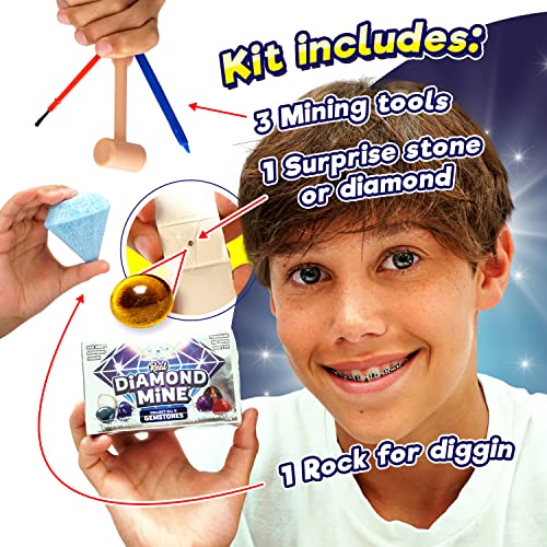 JA-RU Real Diamond Mine Gemstone Dig Kit (1 Pack) Mystery Rock, Minerals, and Gems for Kids | Break Your Own Geodes and a Chance to Get 1 Real Diamond | Party Favors for Kids Goodie Bags. Item 4630-1s - Image 3