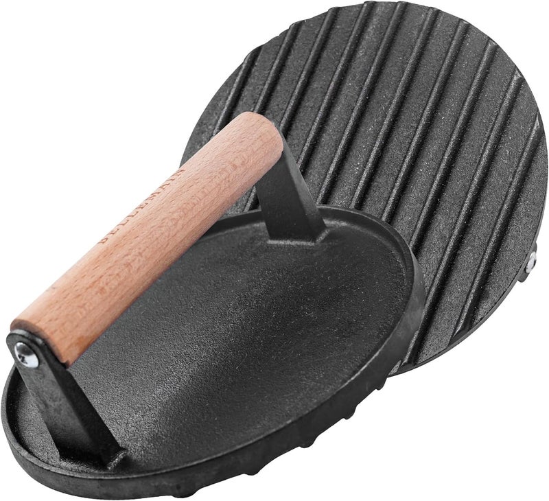 Bellemain Heavy Duty Cast Iron Smash Burger Press 7" Round Grill Press for Cooking Burgers, Bacon, Sandwiches, Steak, BBQ, Ground Beef, Meats, Sausages, and So On - Image 1
