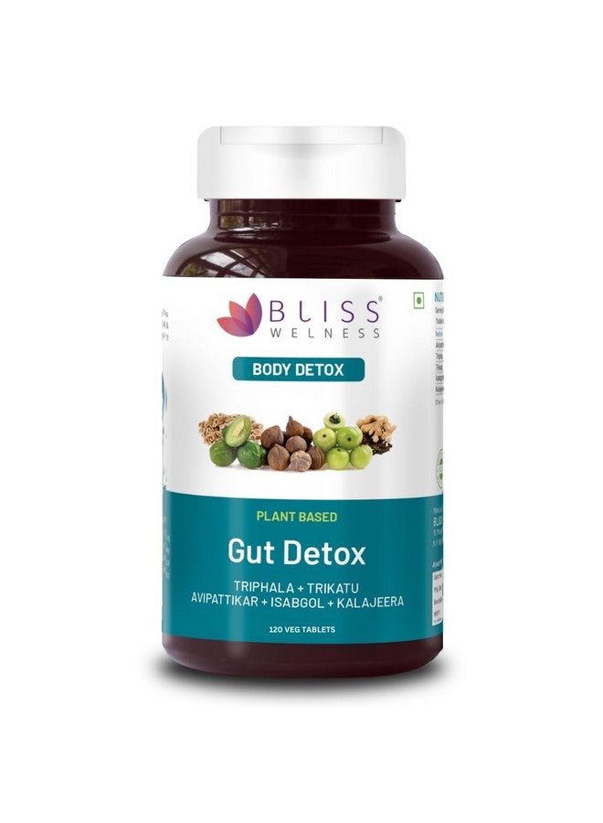 Bliss Welness Bliss Welness Gut Detox | Trikatu Isabgol Triphala Avipattikar Kalajeera | Health Cleanse Purify | Stomach Cleanse Purify Digestion Metabolism Toxin Removal Acidity Gas Control Supplement - 120 Vegetarian Tablets  - Image 1
