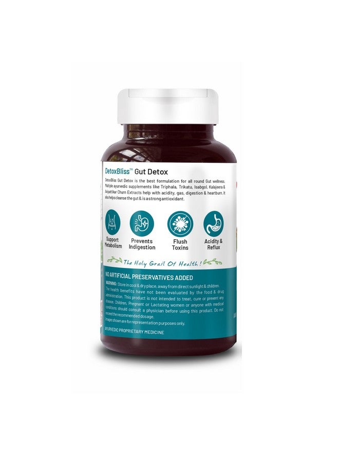 Bliss Welness Bliss Welness Gut Detox | Trikatu Isabgol Triphala Avipattikar Kalajeera | Health Cleanse Purify | Stomach Cleanse Purify Digestion Metabolism Toxin Removal Acidity Gas Control Supplement - 120 Vegetarian Tablets  - Image 2