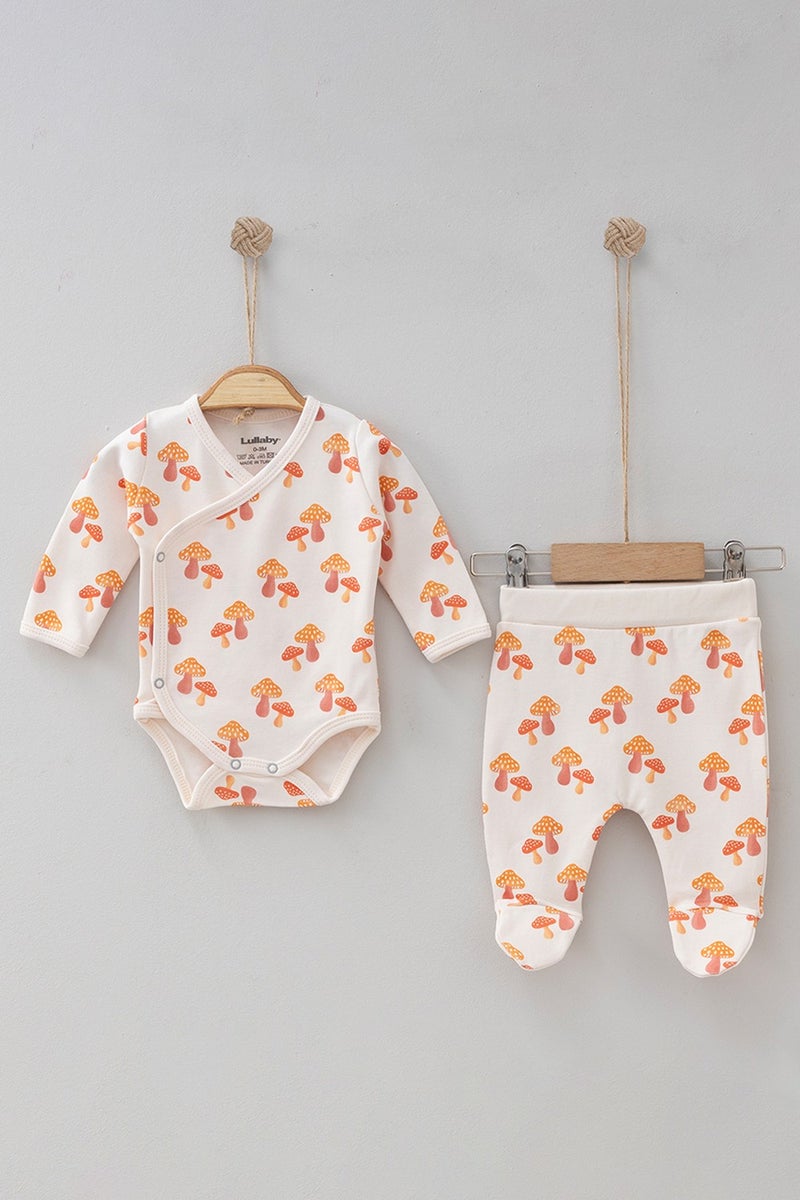 Modam Bebek Lullaby Mushroom Printed Side Snap Double Breasted Baby Girl Suit