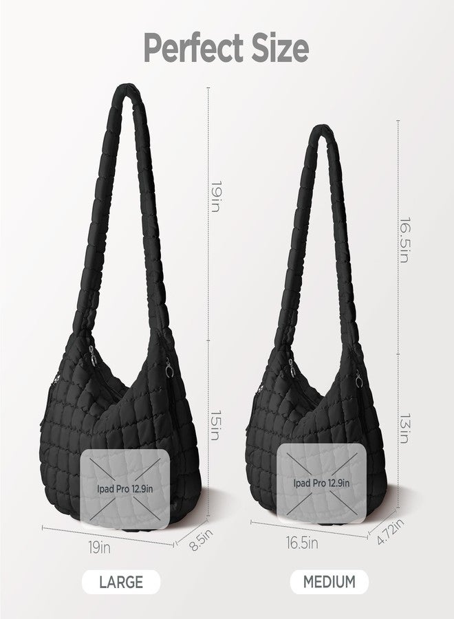 Babysun Puffer Tote Bag for Women Large Quilted Tote Bag Quilted Carryall Bag Soft Puffy Crossbody Bag Hobo Handbags Puff Purse - Image 2