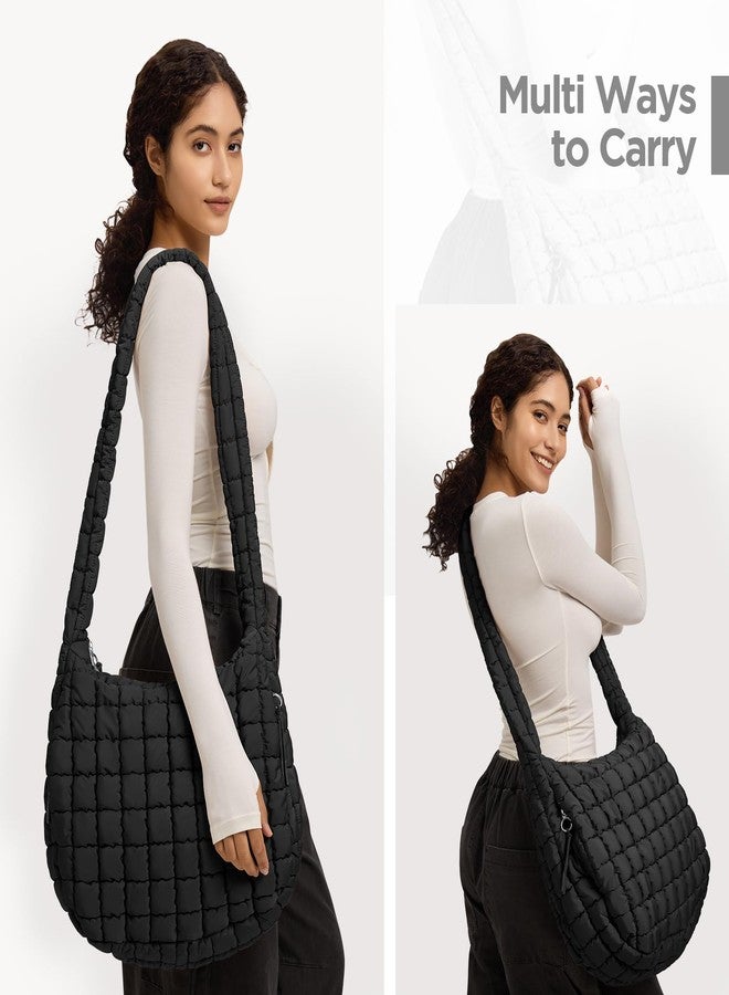 Babysun Puffer Tote Bag for Women Large Quilted Tote Bag Quilted Carryall Bag Soft Puffy Crossbody Bag Hobo Handbags Puff Purse - Image 3