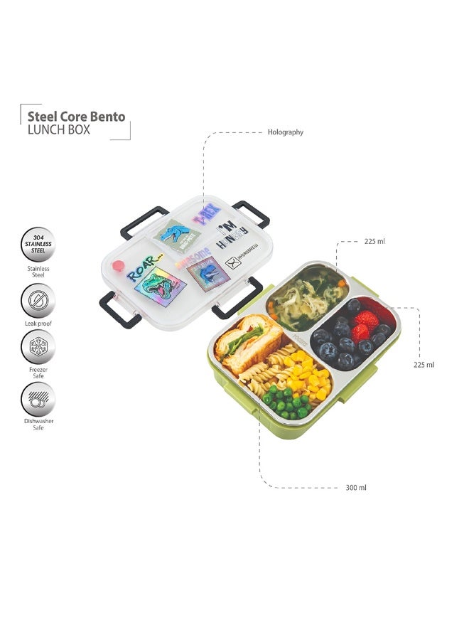 Hydrobrew Steel Core Bento Lunch Box 750ml w/ Sip Switch Tritan Water Bottle 1000ml | Leakproof 3 Compartment Meal Box – Olive Roar - Image 5