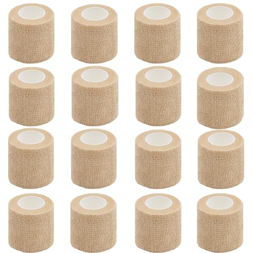 Clooflar 16 Pack Self Adhesive Bandage Wrap 2 X 5 Yards Beige Elastic Cohesive Bandage Wrap for Sports Wrist Ankle and Vet WrapGrip Tape - Image 1