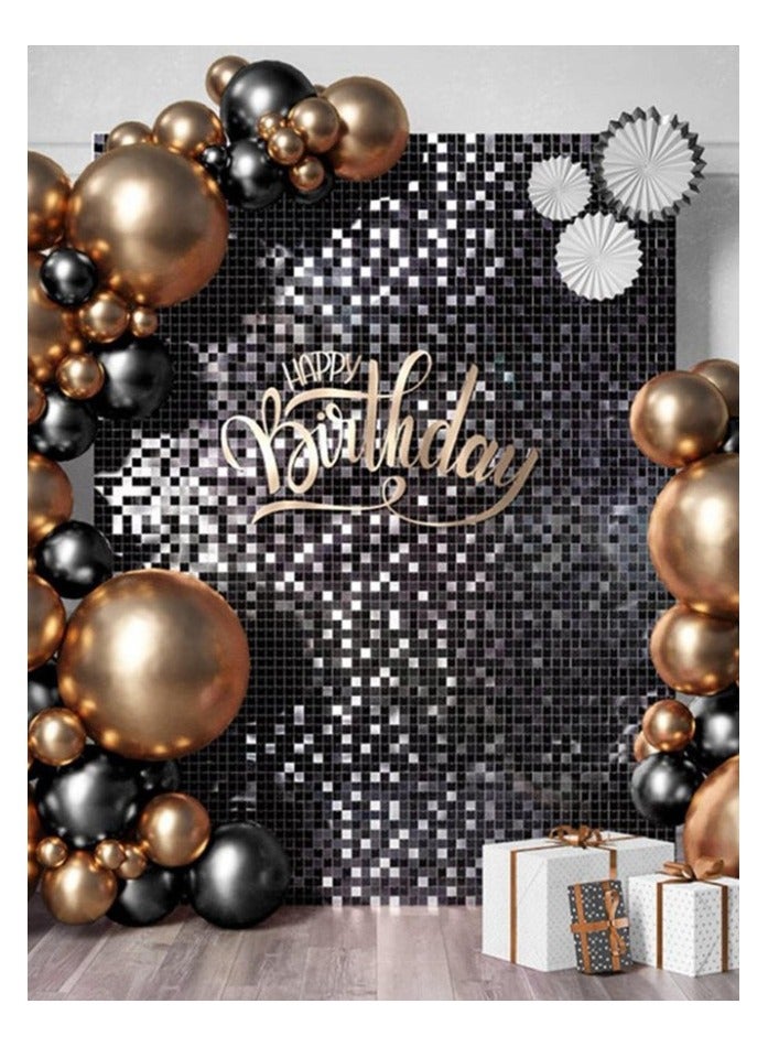 ستارة خلفية من القصدير الأسود مقاس طول 2 متر عرض 1متر  لامعة لتزيين حفلات الزفاف واعياد الميلاد وحفلات استقبال المولود الجديد - Image 2