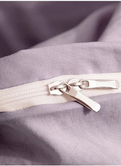 LUNA Home Washable Cotton 6 Piece King Size Duvet Cover Plain Design Lavender  - Image 4