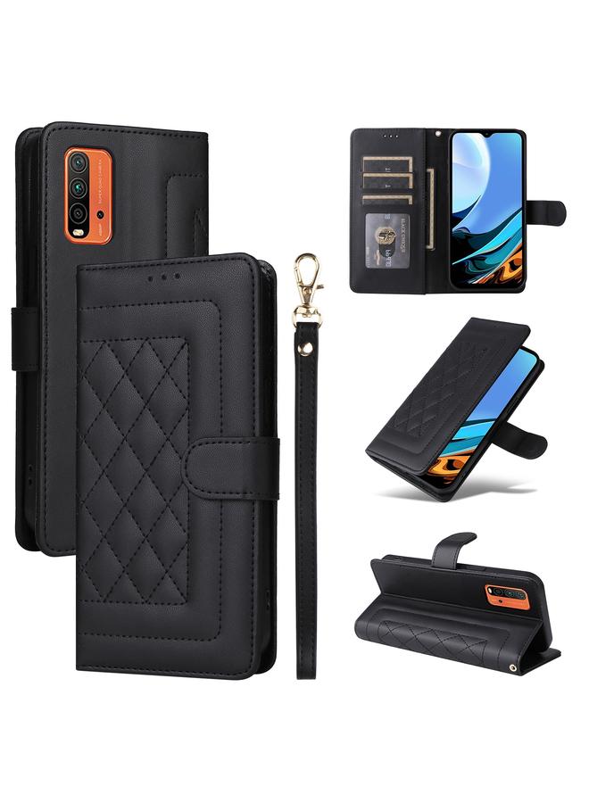 Case For Xiaomi Redmi 9T Diamond Lattice Leather Flip Phone Case