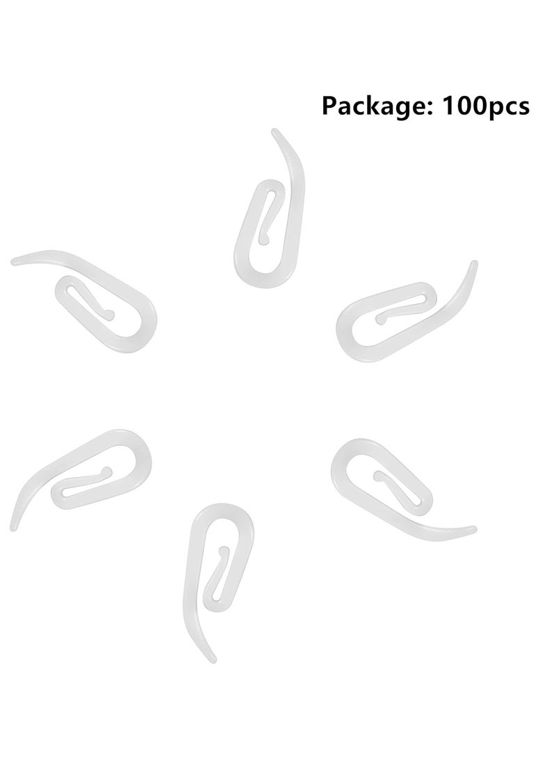 Oasisgalore - 100 Pack Curtain Hooks for Door Window Curtain，Curtain Header Tape Drapery Hooks 2.8x1.2cm - Image 1