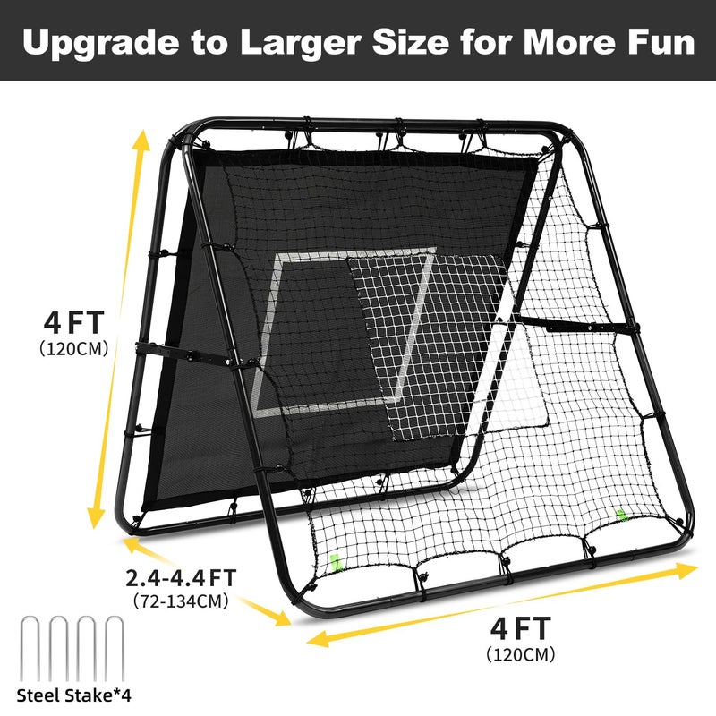 BAGAIL BAGAIL Double-Sided Rebounder Net, Football Nets, Adjustable Angles, Adjustable Structure, Rebound Net with Target for Skill Training, Portable Football Goals for the Garden, 120 x 120 cm - Image 2