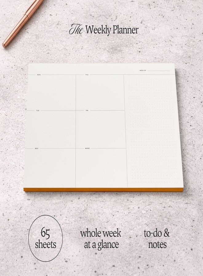 Kunitsa Co. Weekly To-Do List Notepad – Desk Pad for Work and Study, Orange, 11.7x8.3 Inches - Image 2