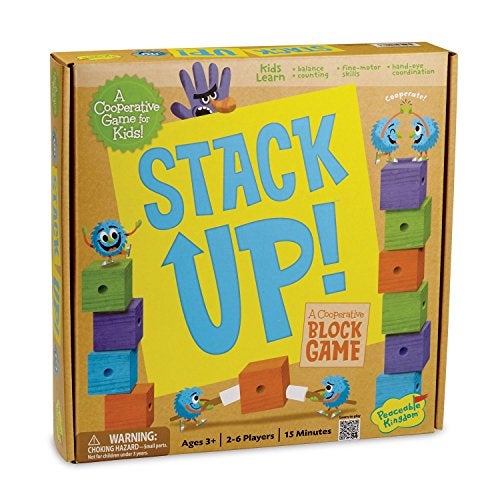 Peaceable Kingdom Stack Up AwardWinning Cooperative Toddler Preschool BlockStaking Game 26 Players Ages 35 Develops Balance Color Matching HandEye Coordination - Image 1