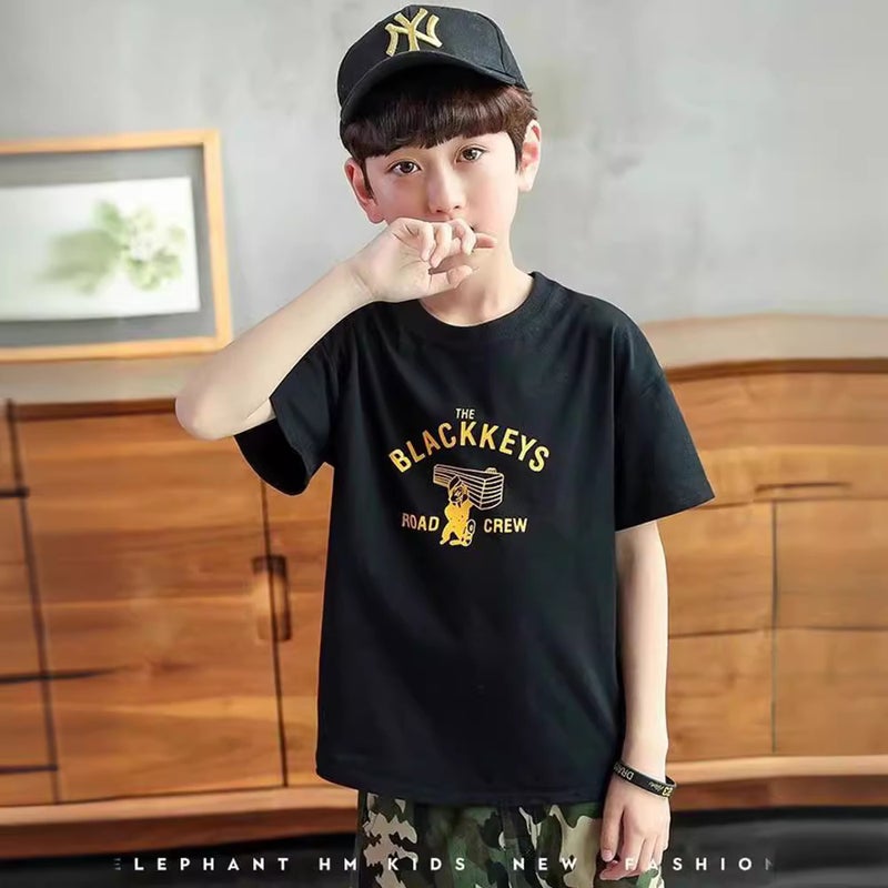 Children's Wear Cotton Short-sleeved T-shirt Blue Bear 2023 New Style Cotton Boys Short-sleeved Children's Top T-shirt Children's Wear - Image 4