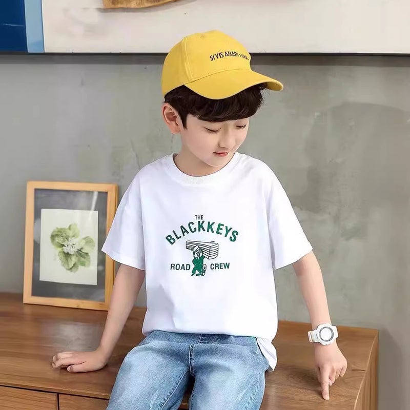 Children's Wear Cotton Short-sleeved T-shirt Blue Bear 2023 New Style Cotton Boys Short-sleeved Children's Top T-shirt Children's Wear - Image 3