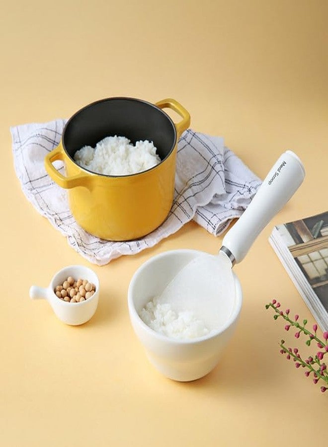 PAREEK Maid Scoop Premium Rice Paddle, Stainless Steel with White Handle, Kitchen Serving Utensil for Rice and Grains - Image 2
