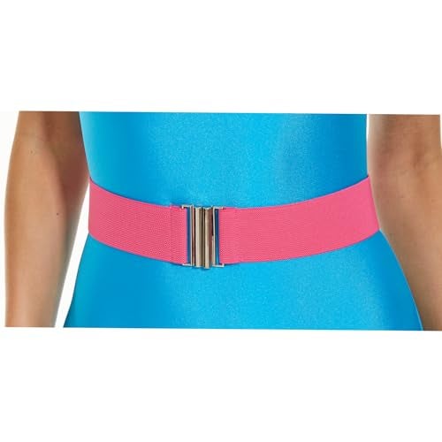 MIAIULIA Women's Retro 80s/90s Inspired High Cut Low Back Padding One Piece Swimwear Bathing Suits Belt Blue XL - Image 4