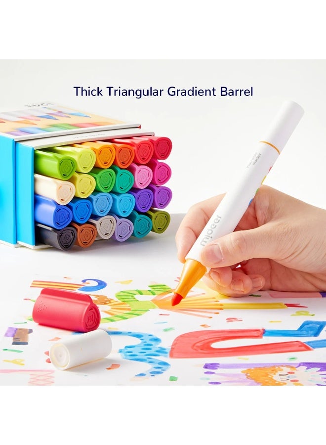 MiDeer أقلام ميدير القابلة للغسل ذات الطرفين 24 لون – مجموعة أقلام تلوين للأطفال مع أطراف رفيعة وعريضة، أقلام رسم غير سامة تعتمد على الماء لمشاريع الفن في مرحلة ما قبل المدرسة واللوازم المدرسية للأعمار من 3 سنوات فما فوق - Image 3