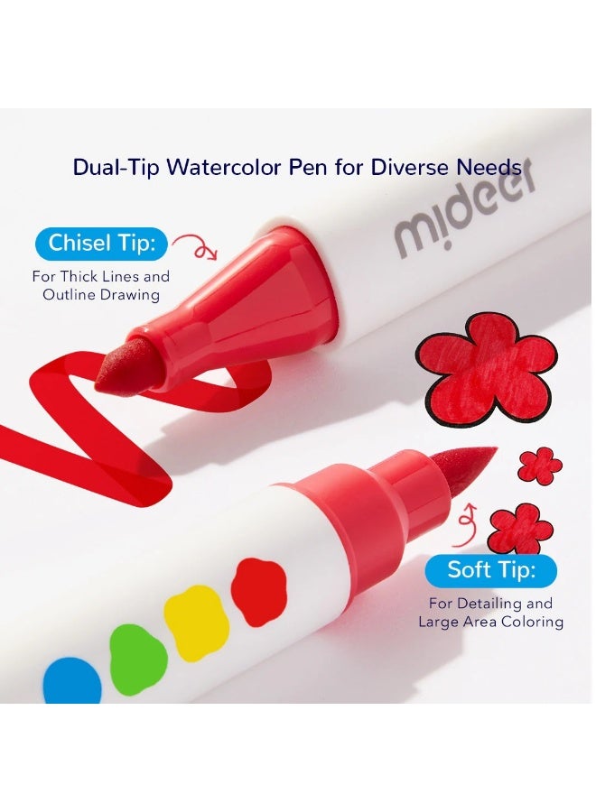 MiDeer أقلام ميدير القابلة للغسل ذات الطرفين 24 لون – مجموعة أقلام تلوين للأطفال مع أطراف رفيعة وعريضة، أقلام رسم غير سامة تعتمد على الماء لمشاريع الفن في مرحلة ما قبل المدرسة واللوازم المدرسية للأعمار من 3 سنوات فما فوق - Image 5