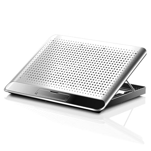 Dyazo Laptop Cooling pad | Laptop Stand with Fan | Laptop Raiser with Big Mute Fan Compatible for MacBook, Lenovo, hp & Other Notebook Up to 15.6-Inch (Silver) - Image 1