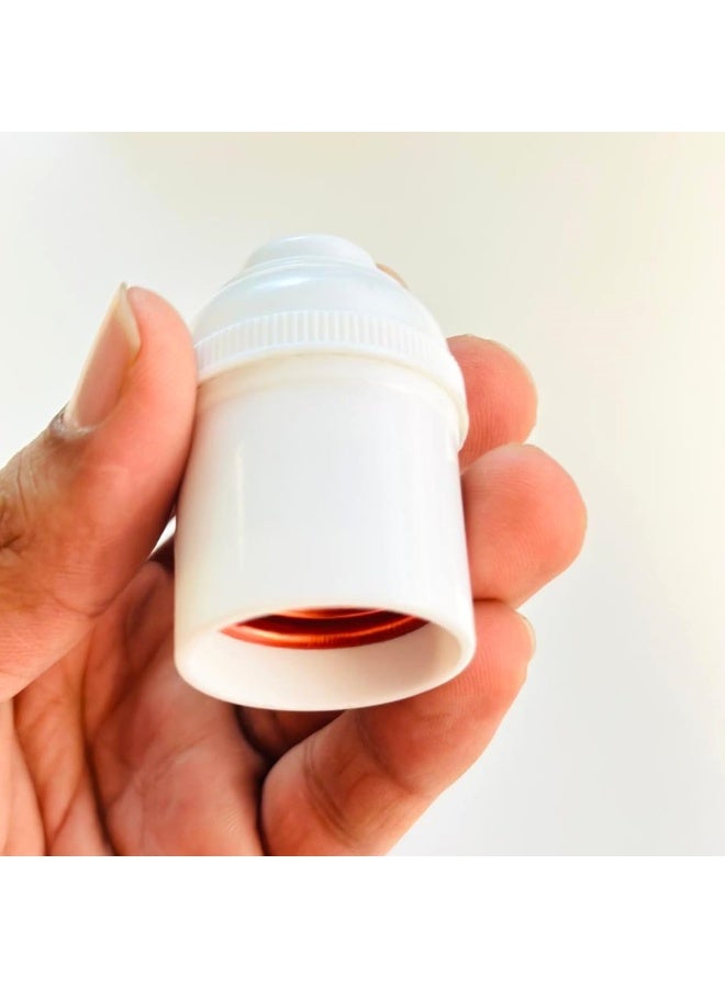 Royal Apex E27 Lamp Base Adapter 250V 4A White Screw Type Light Bulb Holder Spiral Lamp Cap for Standard E27 Bulbs Easy Installation Electric Lamp Socket Adapter (2) - Image 5