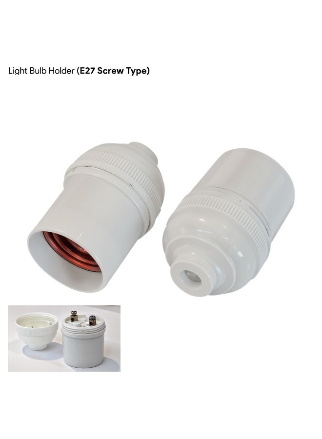 Royal Apex E27 Lamp Base Adapter 250V 4A White Screw Type Light Bulb Holder Spiral Lamp Cap for Standard E27 Bulbs Easy Installation Electric Lamp Socket Adapter (2) - Image 4