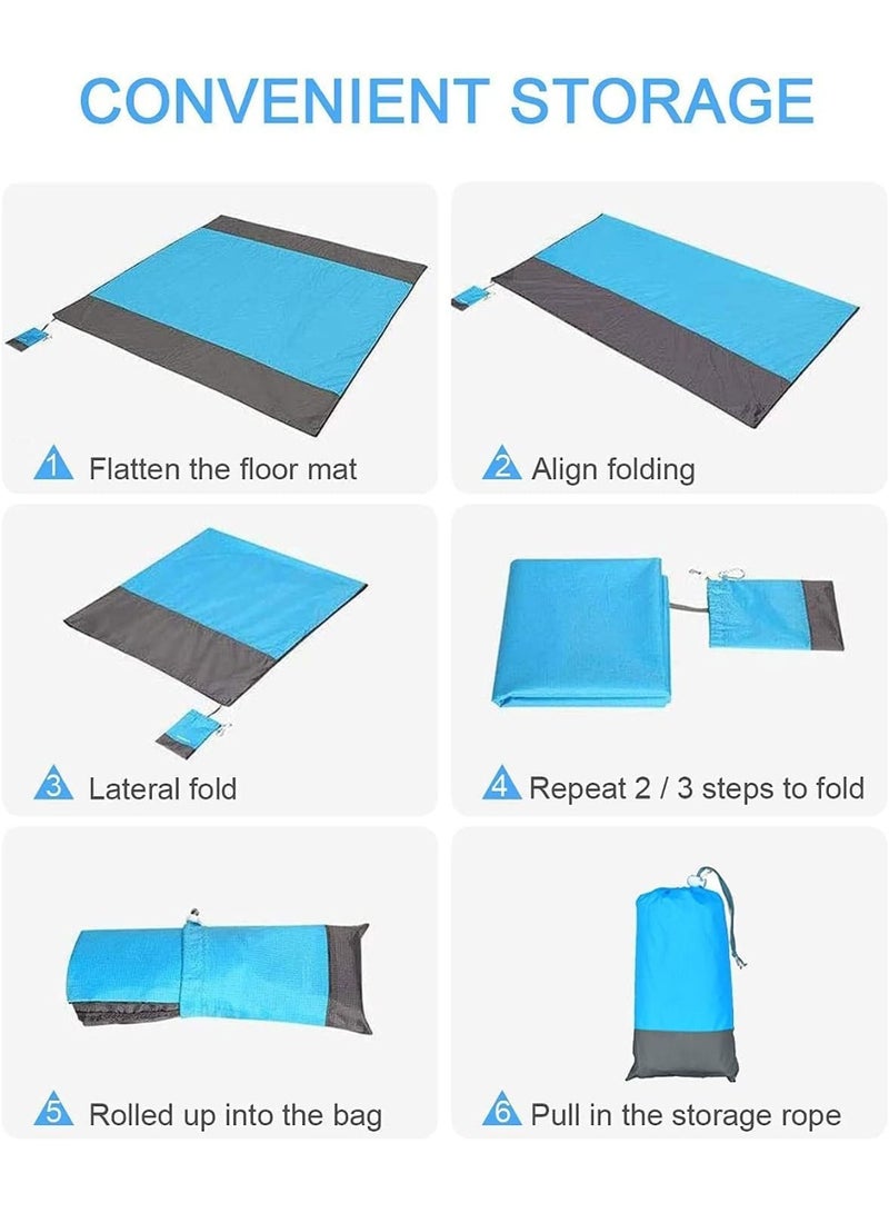Large Beach Mat Blanket 200x210cm - Sandproof Waterproof Picnic Outdoor Blue - Image 4