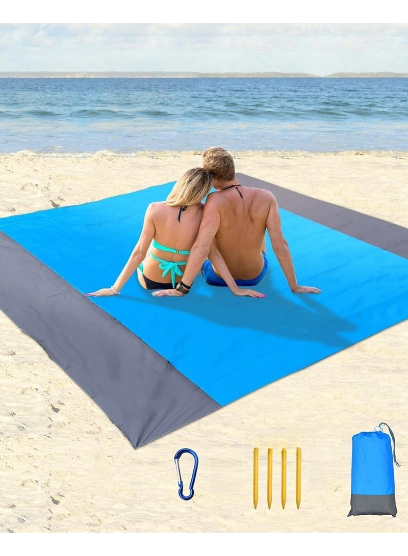 Large Beach Mat Blanket 200x210cm - Sandproof Waterproof Picnic Outdoor Blue - Image 2