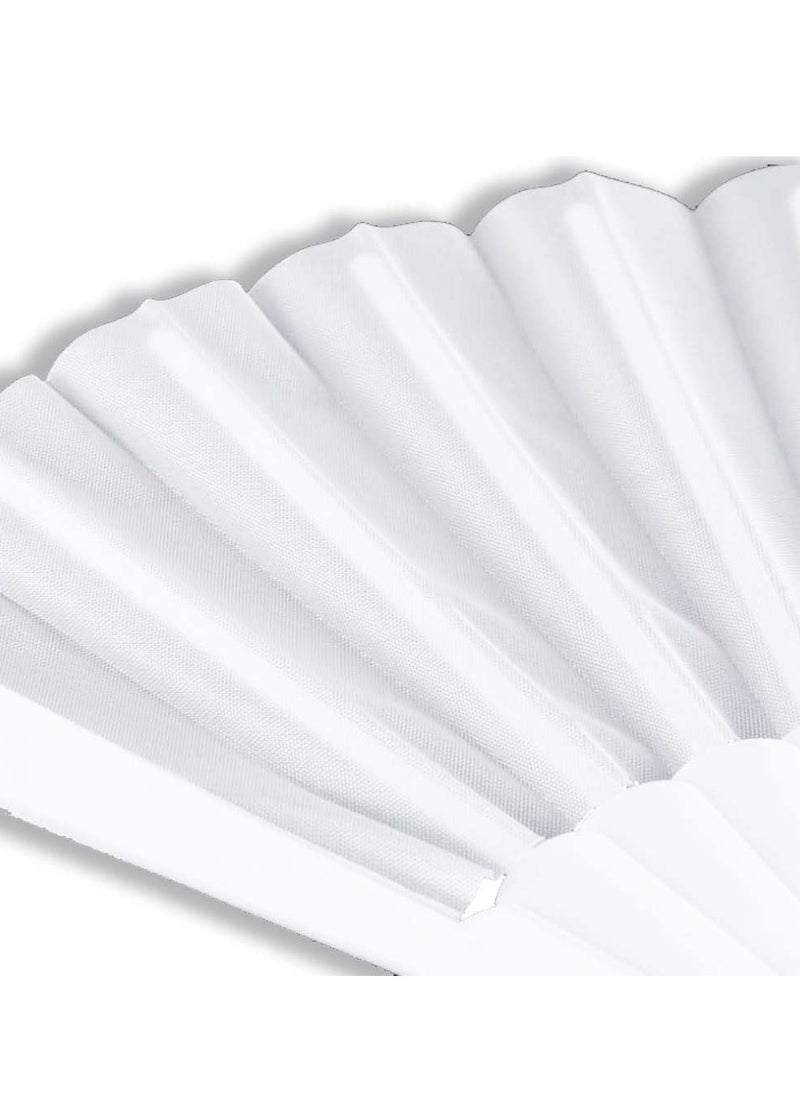 Generic Folding Fan, Handheld Fan with Plain Plastic Fabric Frame - White  - Image 5