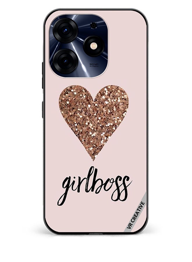 VR CREATIVE Protective Case Cover For Tecno Spark 10 Pro Girl Boss Golden Gloss Heart Design Multicolour - Image 1