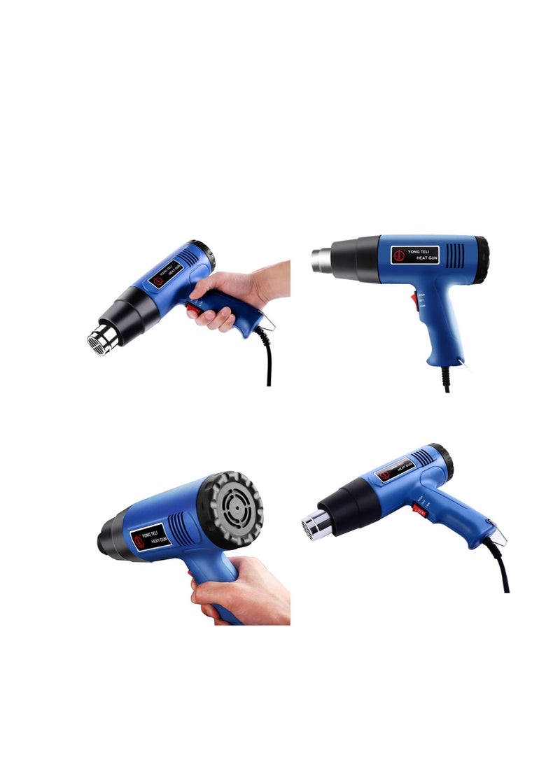 Generic - Corded Heat Gun Portable Hot Air Gun 1500W with 2 Temperature Gear for Shrink Wrapping, Industrial Plastic Soldering, Tube Bending, Automotive film, Removing Old Paint Film and Adhesives (Blue) - Image 1