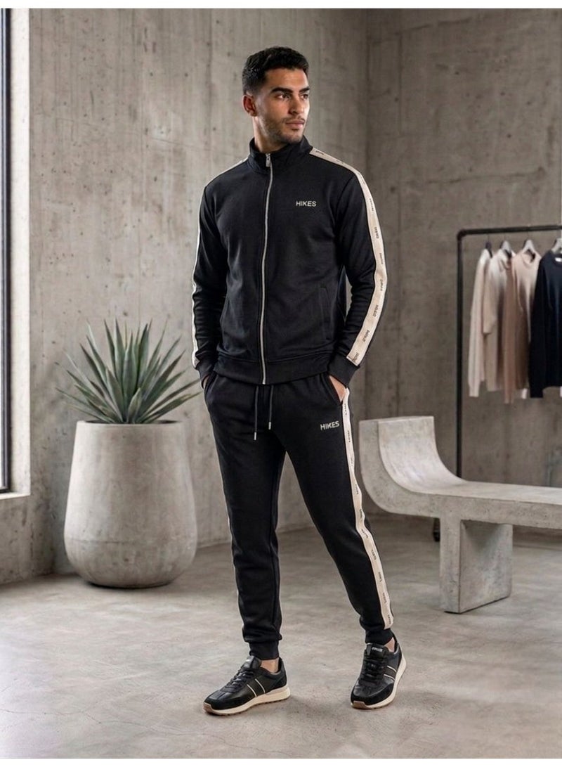 Hikes Men’s Premium Summer Tracksuit Set – Slim Fit Zip-Up Jacket & Stretch Jogger Pants, Lightweight Breathable Athleisure Wear - Image 1