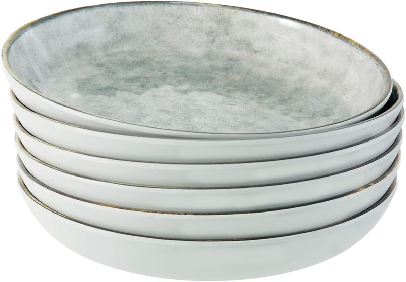 TP 10inch Melamine Dinner Plates Set Serving Dish Set for Pasta Salad Cereal Soup Oatmeal Lightweight and Unbreakable Dinner Service Dishwasher Safe 6Piece Set Gray - Image 1