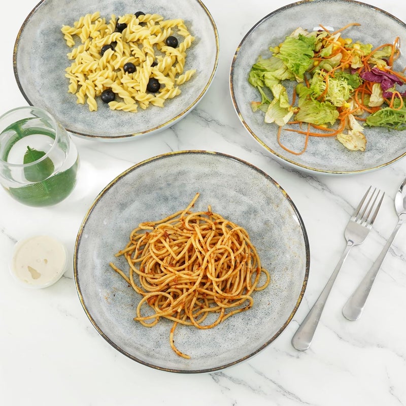 TP 10inch Melamine Dinner Plates Set Serving Dish Set for Pasta Salad Cereal Soup Oatmeal Lightweight and Unbreakable Dinner Service Dishwasher Safe 6Piece Set Gray - Image 4