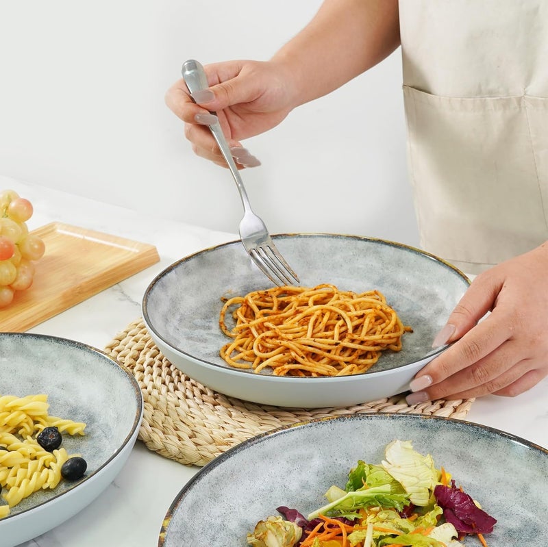 TP 10inch Melamine Dinner Plates Set Serving Dish Set for Pasta Salad Cereal Soup Oatmeal Lightweight and Unbreakable Dinner Service Dishwasher Safe 6Piece Set Gray - Image 5