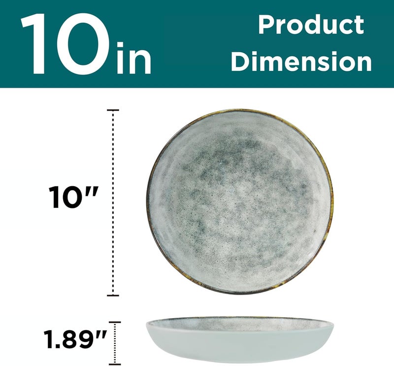 TP 10inch Melamine Dinner Plates Set Serving Dish Set for Pasta Salad Cereal Soup Oatmeal Lightweight and Unbreakable Dinner Service Dishwasher Safe 6Piece Set Gray - Image 2