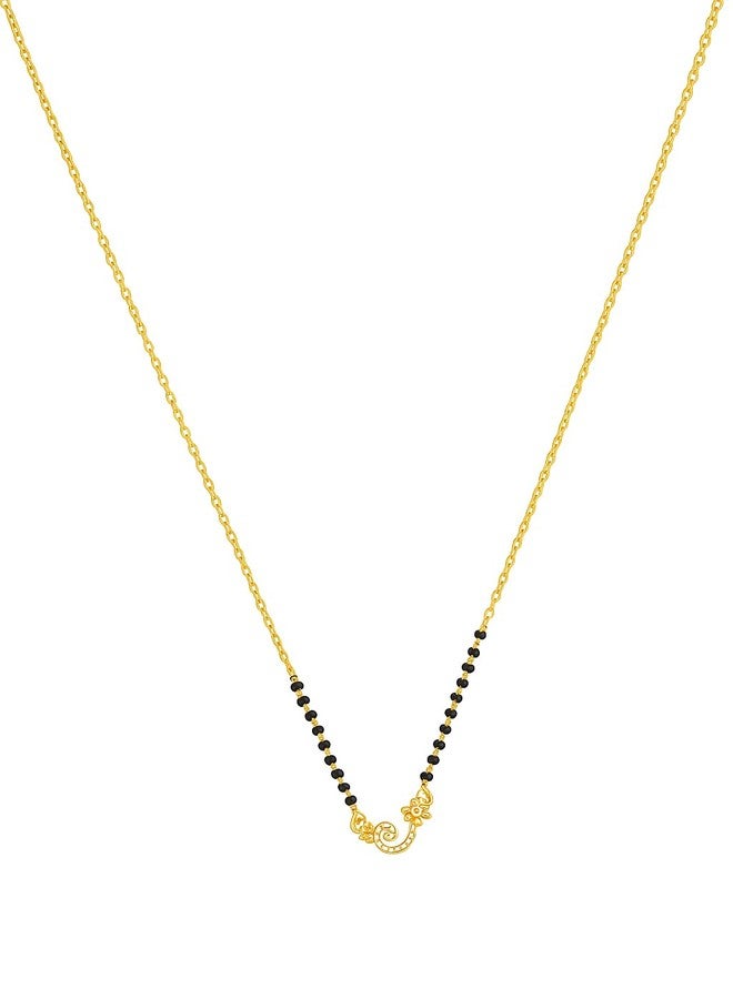 sweeply Elegant Mangalsutra with Black Beads & Floral Pendant Design for Women | Traditional Daily, Wear Jewelry Perfect, Gift for Diwali, Wedding, Anniversary, Valentine, Karwa Chauth Special - Image 1