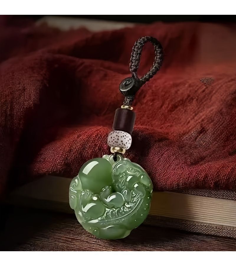 2pcs Double Sided Black Green Pixiu Phone Charm Good Luck Keychain Pendant - Image 4