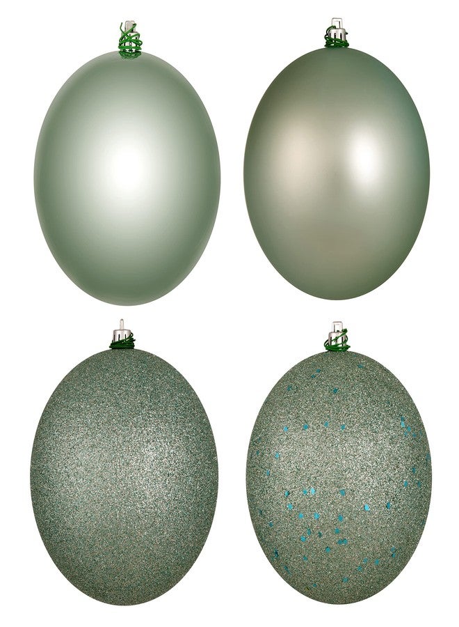 Vickerman 4" Frosty Mint 4-Finish Ball Ornament Set.Includes 12 Ornaments per Box. - Image 1